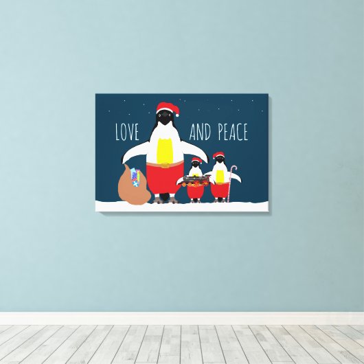 Santa's Little Helpers Love and Peace Canvas (Insitu (Houten vloer))