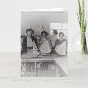 Santa's Little Helpers Retro Wenskaart Feestdagen Kaart