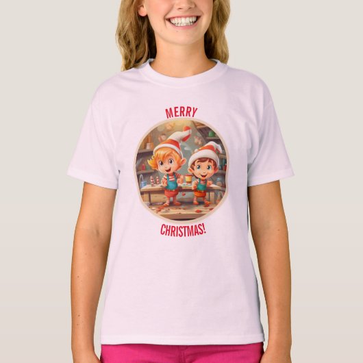 Santa's Little Helpers T-Shirt voor feestelijk ple (Voorkant)