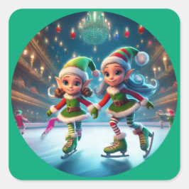 Santa's Little Helpers zijn ijshockeyers binnenshu Vierkante Sticker