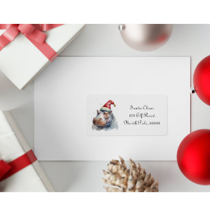 Santa's Little Hippo, op maat Etiket