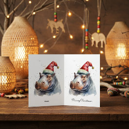 Santa's Little Hippo, op maat Folie Feestdagenkaart
