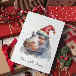 Santa's Little Hippo, op maat Folie Feestdagenkaart