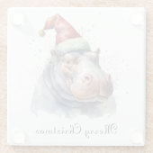 Santa's Little Hippo, op maat Glazen Onderzetter (Achterkant)