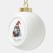 Santa's Little Hippo, op maat Keramische Bal Ornament (Rechts)