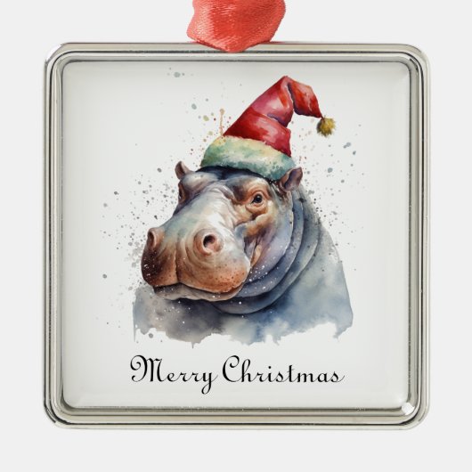Santa's Little Hippo, op maat Metalen Ornament (Voorkant)