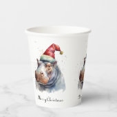 Santa's Little Hippo, op maat Papieren Bekers (Voorkant)