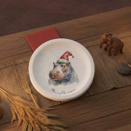 Santa's Little Hippo, op maat Papieren Bordje