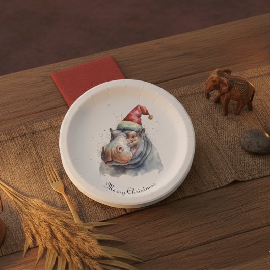 Santa's Little Hippo, op maat Papieren Bordje