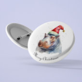Santa's Little Hippo, op maat Ronde Button 5,7 Cm