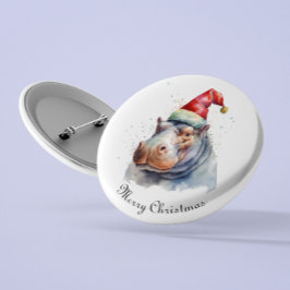 Santa's Little Hippo, op maat Ronde Button 5,7 Cm