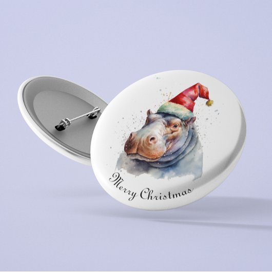 Santa's Little Hippo, op maat Ronde Button 5,7 Cm