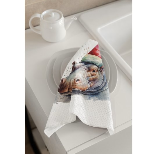 Santa's Little Hippo, op maat Theedoek