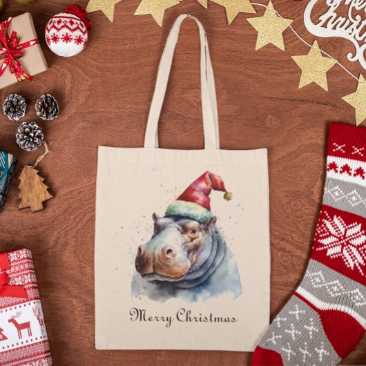 Santa's Little Hippo, op maat Tote Bag
