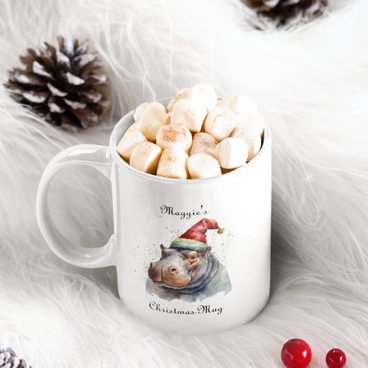 Santa's Little Hippo, op maat Tweekleurige Koffiemok