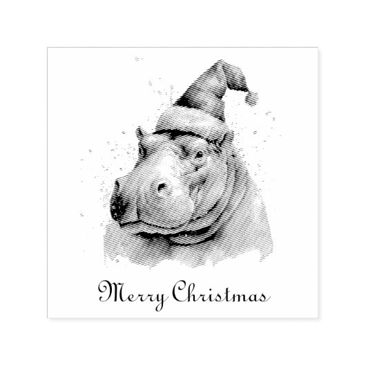 Santa's Little Hippo, op maat Zelfinktende Stempel (Design)