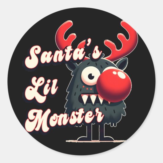 Santa's Little Monster Ronde Sticker (Voorkant)
