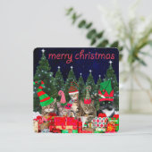 "Santa's Little Mousers" - kerstkaart (Staand voorkant)