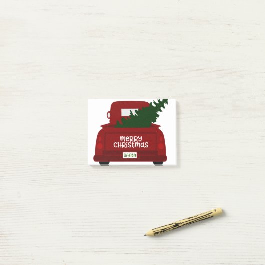 Santa's Little Red KerstTree Truck Post-it® Notes (Op bureau)