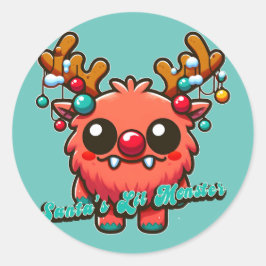 Santa's Little Red Monster Ronde Sticker