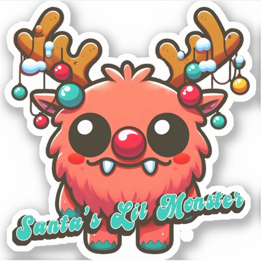 Santa's Little Red Monster Sticker (Voorkant)