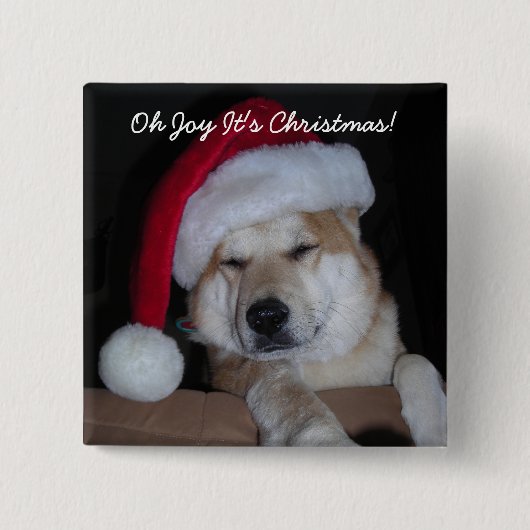 Santa's Little Shiba-Inu Helper Button (Voorkant)