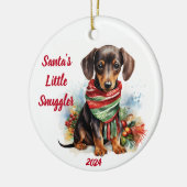 Santa's Little Snuggler: Waterverf Keramisch Ornament (Links)