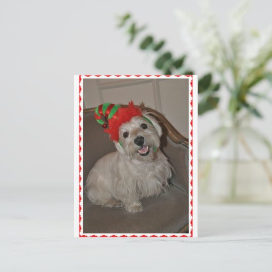Santa's Little Westie Elf Feestdagenkaart (Staand voorkant)