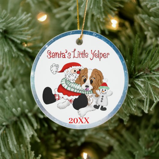 Santa's Little Yelper Cavalier King Charles Cerami Keramisch Ornament (Boom)