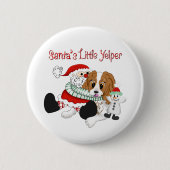 Santa's Little Yelper Cavalier King Charles Ronde Button 5,7 Cm (Voorkant)