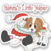 Santa's Little Yelper Cavalier King Charles Sticker (Voorkant)