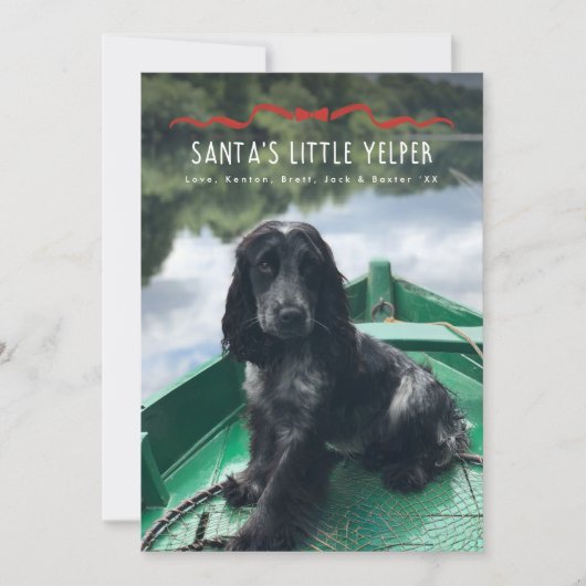 Santa's Little Yelper Schattigee hond Kerstfoto Feestdagenkaart (Voorkant)