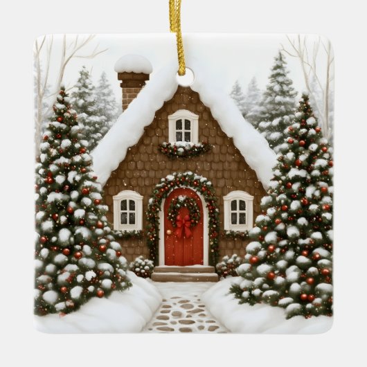 Santa's Lodge Keramisch Ornament (Voorkant)
