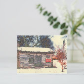 "SANTA'S LOG CABIN WORKSHOP" ORIGINAL PHOTOGRAY FEESTDAGENKAART (Staand voorkant)