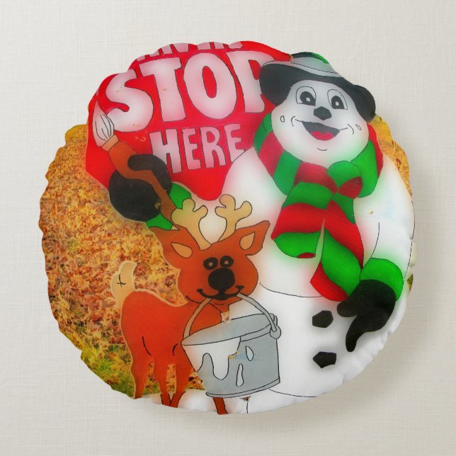 Santa's Love Rond Kussen (Voorkant)