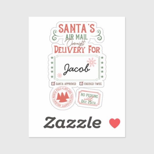 Santa's Luchtpost Levering Gepersonaliseerde naam Sticker (Vel)