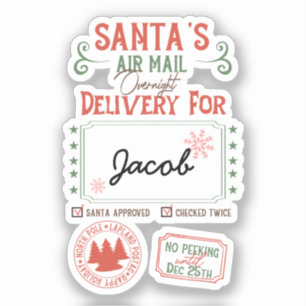 Santa's Luchtpost Levering Gepersonaliseerde naam Sticker