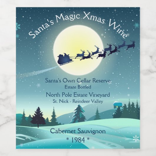 Santa's Magic Christmas Wijn Etiket (Enkel label)