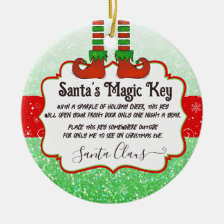 Santa's Magic Key Kerst Elf Note voor kinderen Keramisch Ornament