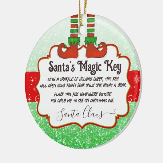 Santa's Magic Key Kerst Elf Note voor kinderen Keramisch Ornament (Links)