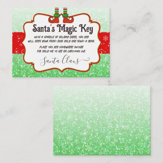 Santa's Magic Key Kerst Elf Note voor kinderen Notitiekaartje (Voorkant / Achterkant)