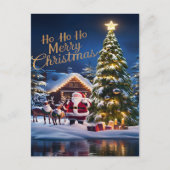 Santas Magic Ride Door Snowy Night Briefkaart (Voorkant)