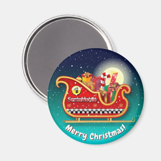 Santa's Magic Xmas Sleigh Magneet (Voorkant / Achterkant)