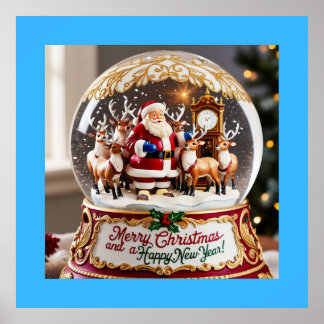 Santa's Magical Christmas Snow Wereldbol Wall Art Poster