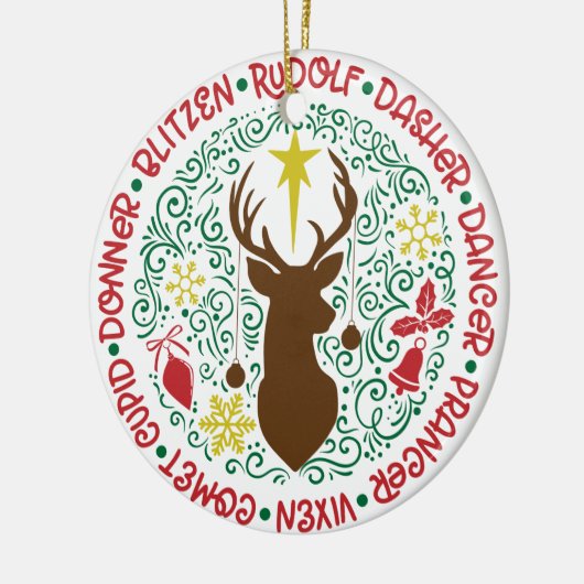 Santa's Magical Flying Reindeer Names | Kerstmis Keramisch Ornament (Links)