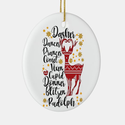 Santa's Magical Flying Reindeer Names | Kerstmis Keramisch Ornament (Rechts)