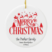 Santa's Magical Flying Reindeer Names | Kerstmis Keramisch Ornament (Achterkant)