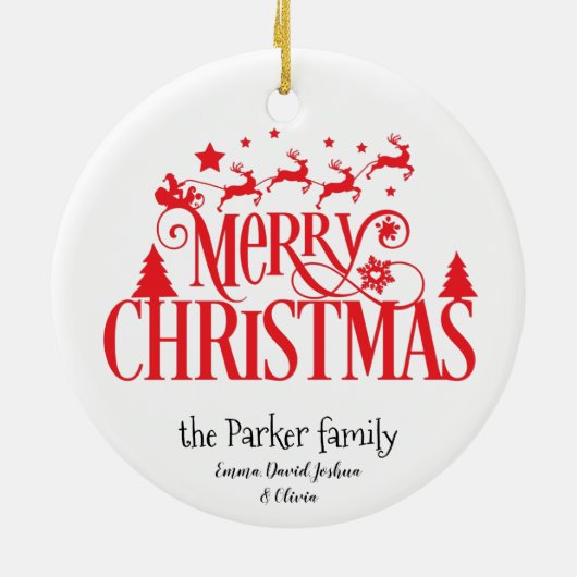 Santa's Magical Flying Reindeer Names | Kerstmis Keramisch Ornament (Achterkant)