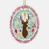 Santa's Magical Flying Reindeer Names | Kerstmis Keramisch Ornament (Rechts)