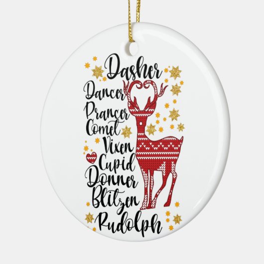 Santa's Magical Flying Reindeer Names | Kerstmis Keramisch Ornament (Links)